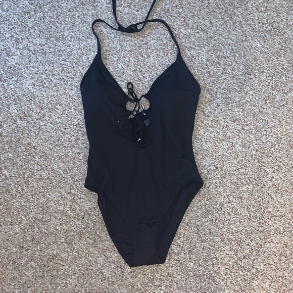 La Blanca Black One Piece Black Halter Swimsuit - Picture 1 of 6